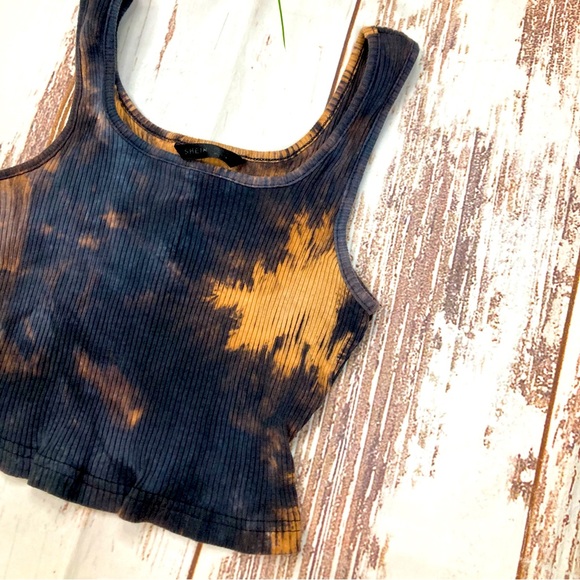 SHEIN Crop Top Ribbed Distressed Black Bleached Sz XS - Picture 3 of 9